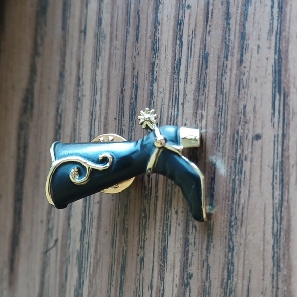 Vintage Ballou Reg'd signed Black & Gold boot pin - Picture 1 of 8
